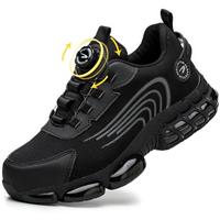 Safety Trainers, Mens Womens Steel Cap Trainers, Lightweight Comfortable Safety Shoes Trainers with Unique Rotating Lace, Non-Slip Air Cushion Design
