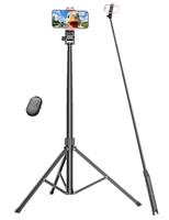 Pnitri Phone Tripod Stand, Extendable Reinforced Aluminum Phone Stand with Wireless Remote, Stable Cellphone Tripod for iPhone/Smartphones