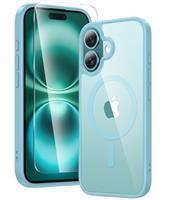FNTCASE for iPhone 16 Case: Clear Magnetic Military Grade Drop Protection Anti Yellowing Slim Case - Rugged Shockproof Protective Transparent Cell Phone Cover