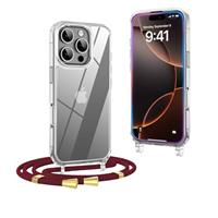 OLEPHY Crossbody Lanyard Case Compatible with iPhone 16 with Strap, Necklace Mobile Phone Cover with Adjustable and Removable Neck Strap, Transparent Shockproof Protective Case,