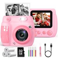 Gofunly Kids Camera Instant Print, 2.4'' Instant Camera for Kids with 32GB Card & 3 Rolls Print Paper, 1080P HD Kids Digital Camera, Christmas Birthday Gifts Kids Toys for Boys Girls Aged 3-10