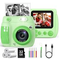 Gofunly Kids Camera Instant Print, 2.4'' Instant Camera for Kids with 32GB Card & 3 Rolls Print Paper, 1080P HD Kids Digital Camera, Christmas Birthday Gifts Kids Toys for Boys Girls Aged 3-10