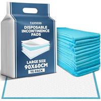 TANNESS Disposable Incontinence Bed Pads - 90x60cm Incontinence Pads Women and Men - Waterproof Sheet, Bed Wetting Mats w/ Self-Adhesive Tabs - Disposable Changing Mats Baby