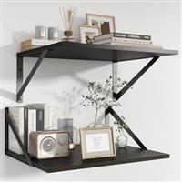 Feihorrm Deep Floating Shelves for Wall,Wood Wall Shelves Set of 2, Wide Floating Bookshelf for Living Room, Kitchen, Office, Bedroom and Decor Storage with Metal Bracket