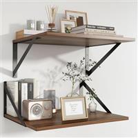 Feihorrm Deep Floating Shelves for Wall,Wood Wall Shelves Set of 2, Wide Floating Bookshelf for Living Room, Kitchen, Office, Bedroom and Decor Storage with Metal Bracket