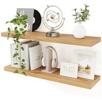 Floating Shelves for Wall, Long Floating Shelves Set of 2, Floating Shelves Wooden Wall Mounted Shelves for Storage & Organizer, Floating Shelves for Bathroom Living Room Bathroom Kitchen Farmhouse