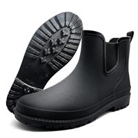 Rouhuhura Mens Rain Boots, Ankle Wellies Men Short Wellies Short Wellington Boots Rubber Garden Black Wellies for Fishing Walk Mud Dogs Boot