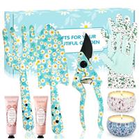 Gardening Gifts For Women, Garden Tools Set Floral Print Fork Trowel Set, Birthday Gift For Women Friends Mum, Gifts for Mothers Day Christmas, With Candles, Hand Creams, Gloves