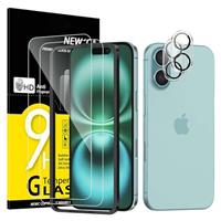 NEW'C 4 Pack, 2 Pack for iPhone 13 Mini Screen Protector + 2 Pack Camera Lens Protector, Sensor Protection,Case Friendly Tempered Glass Film