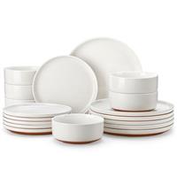 MALACASA 18 Pieces Dinner Sets for 6 People, Modern Ceramic Dinnerware Set for 6, Stoneware Plates and Bowls Sets, Dishwasher & Microwave Safe Plates and Bowls Set for 6, Grey, Series Tara