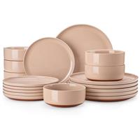 MALACASA 18 Pieces Dinner Sets for 6 People, Modern Ceramic Dinnerware Set for 6, Stoneware Plates and Bowls Sets, Dishwasher & Microwave Safe Plates and Bowls Set for 6, Grey, Series Tara