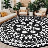 Capslpad Outdoor Patio Rug Waterproof Round Plastic Straw Rugs