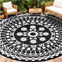 Capslpad Outdoor Patio Rug Waterproof Round Plastic Straw Rugs