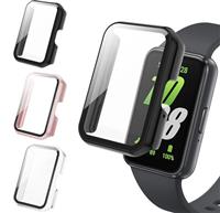 Tuocal 3 Pack PC Case Compatible with Samsung Galaxy Fit 3 Screen Protector, Tempered Glass Thin HD Full Coverage Hard PC Bumper Cases Scratch Resistant Protective Cover for Samsung Galaxy Fit 3