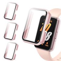 Tuocal 3 Pack PC Case Compatible with Samsung Galaxy Fit 3 Screen Protector, Tempered Glass Thin HD Full Coverage Hard PC Bumper Cases Scratch Resistant Protective Cover for Samsung Galaxy Fit 3