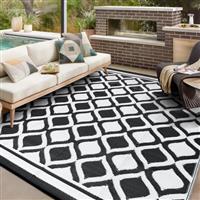 VKLIVING Outdoor Rug for Patios Waterproof Reversible Garden Carpet, UV Resistant Modern Floor Mat, Portable Lightweight Area Patio Rugs