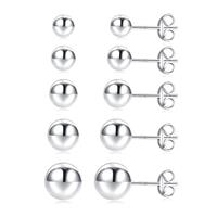 RANKEEF Sterling Silver Stud Earrings for Women Hypoallergenic Cartilage Earrings Ball Cubic Zirconia Stud Earrings 3/4/5/6/7MM