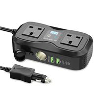 AUCARAUTO 7 in 1 Multi Car Power Inverter 200W 12V to 240V Voltage Converter with LED Voltmeter, 4-Port PD/QC3.0 USB Charge, 3-Pin Sockets and Cigarette Lighter Splitter, USB C Car Charger for Laptop
