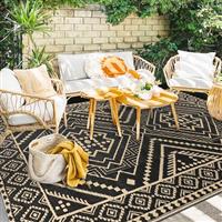 Capslpad Outdoor Rug for Patio Waterproof RV Camping Rug Reversible Plastic Straw Rug Portable Boho Picnic Carpet Rug for Patio Porch Backyard Beach Tent RV Travel Terrace Garden Decor
