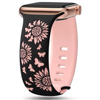 Yoohoo Floral Engraved Strap Compatible with Apple Watch Str