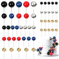URAQT Ball Cake Topper Decorations, Pearl Ball Shaped Cake Insert, Mini Balloons Cupcake Toppers Sticks, Colorful Balloons Cake Decorations for Birthday Party Wedding
