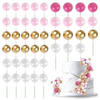 URAQT Ball Cake Topper Decorations, Pearl Ball Shaped Cake Insert, Mini Balloons Cupcake Toppers Sticks, Colorful Balloons Cake Decorations for Birthday Party Wedding