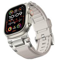 Bandletic R-Steel Strap Compatible with Apple Watch Ultra 2/Ultra 49mm, Stylish Robust FKM Replacement Band for iWatch Series 10 46mm 9/8/7 45mm SE/6/5/4 44mm 3/2/1 42mm with Metal Connector