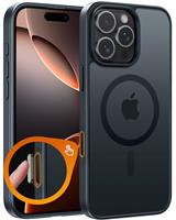 FNTCASE for iPhone 16 Pro Case: Magnetic Matte Translucent Military Grade Drop Protective Phone Case | Shockproof Thin Rugged Durable Protection Bumper Cover (Black)