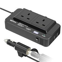 BGFOX Car Power Inverter DC 12V to 240V / 230V AC Modified Sine Wave Voltage Converter with Dual USB Ports and UK Socket for Charge Your Laptop, iPhone, iPad, Tablet, Aluminium Case