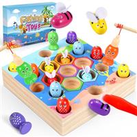 Sotor Wooden Toys Magnetic Fishing Game Toys for 2 3 4 Years