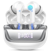 Wireless Earbuds, Bluetooth 5.4 Headphones with 4 ENC Noise Cancelling Microphone, Ear buds HiFi Stereo Deep Bass, Bluetooth Earphones 40H Playtime LED Display, IP7 Waterproof Touch Control, White