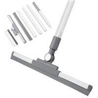 AMFUN Floor Squeegee Professional, Foam Water Floor Squeegee, 53 Inch Long Handle Floor Squeegee for Wet Room Window Cleaner, 180 Degree Rotatable Floor Wiper with 1PC Soft Silicone Glass Wiper