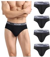 wirarpa Men's Underwear Briefs Modal Underpants Soft Wide Waistband Underwear Basic No Fly 4 Pack