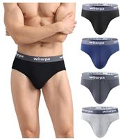 wirarpa Men's Underwear Briefs Modal Underpants Soft Wide Waistband Underwear Basic No Fly 4 Pack