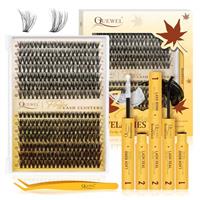QUEWEL DIY Lash Extension Kit Fluffy Cluster Lashes Kit Mixed Individual Eyelash Clusters Easy to Apply DIY at Home