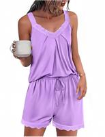 Uniexcosm Womens Sleeveless Pyjamas Set Ladies Lace Camisole and Short Set V-Neck Sexy Pjs for Women Modal Nightwear Sleepwear Loungewear Set for Summer