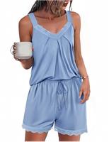 Uniexcosm Womens Sleeveless Pyjamas Set Ladies Lace Camisole and Short Set V-Neck Sexy Pjs for Women Modal Nightwear Sleepwear Loungewear Set for Summer