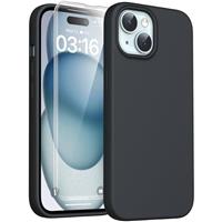 TOCOL 3 in 1 Silicone for iPhone 15 Case 6.1-Inch, with 2 Pack HD Tempered Glass Screen Protector, Liquid Silicone Slim Silky-Soft Touch Multi-Color Anti-Scratch Shockproof Cover, Yellow