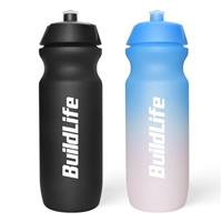 BuildLife Sport Water Bottle 2 Pack, 750ml Squeeze Bottle, BPA Free & Leak Proof Dishwasher Safe Cycling Bottles for Working Out, Fitness, Hiking, Outdoor Sports