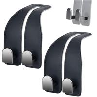 LYOOLY Car Hooks for Headrest, Leather Car Seat Back Storage Organizer Interior Accessories, Auto Seat Hook Hangers for Purse Umbrellas Handbag Clothes Coats Grocery Bags (Black-1 Pack)