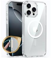 FNTCASE for iPhone 16 Case: Clear Magnetic Military Grade Drop Protection Anti Yellowing Slim Case - Rugged Shockproof Protective Transparent Cell Phone Cover