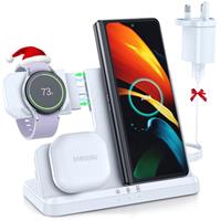 LK Wireless Charger for Samsung 3 in 1 Wireless Charging Station Compatible for Samsung S25 S24 S23 S22 S21 Ultra Plus FE Z Flip Fold 6/5/4 Note 20 Galaxy Watch 7/6/5/4/3/Active 2/1 Galaxy Buds Pro