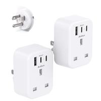 UK to US Plug Adaptor, USA Travel Adapter with 1 USB & 2 USB C