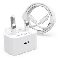 20W USB C Fast Charger with 2M Cable [MFi Certified] for iPhone 14/14 Plus/14 Pro/14 Pro Max/13 12 11 XS XR X XS SE 8 7 Mini,iPad, USBC Plug UK Power Adapte and 6FT USB C to Lightning Cable