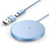 Magnetic Wireless Charger Fast Apple Mag-Safe Charger for iPhone 16 Pro Max/16 Pro/16 Plus/16/15 Pro Max/15/14/13/12 Series AirPods3/2 LED Magnet Charging Pad Mag Safe Charger with Dual Charging Ports