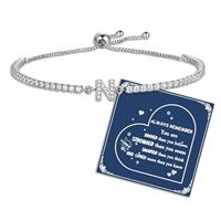 Tibond Bracelets for Womens Initial Bracelet Tennis Bracelet for Ladies Dainty Letter Bracelet Adjustable Crystal Zirconia Bracelet Birthday Christmas Jewellery Gifts for Friends Mum Daughter