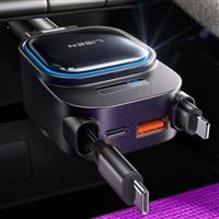 LISEN Retractable Car Charger Adapter, 96W USB C Car Phone Charger [2025 Upgrades] USB Car Charger Fast Charge iPhone Car Charger Travel Car Accessories for Women Men for iPhone 16 15 14 13 12