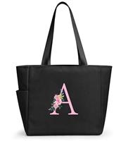 KALIDI Personalized Tote Bag with Zipper,A-Z Initial Alphabet Monogrammed Large Tote Bags Gift for Women Bridesmaid Mom Teacher Friend Wedding Daily Shopping