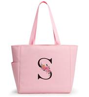 KALIDI Personalized Tote Bag with Zipper,A-Z Initial Alphabet Monogrammed Large Tote Bags Gift for Women Bridesmaid Mom Teacher Friend Wedding Daily Shopping