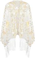 BAOKELAN 1920s Sequin Scarf Shawls for Women Sparkly Mesh Fr